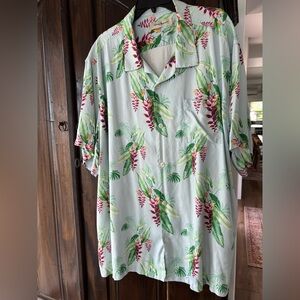 Tommy Bahama silk Hawaiian camp shirt 3XL blue and green